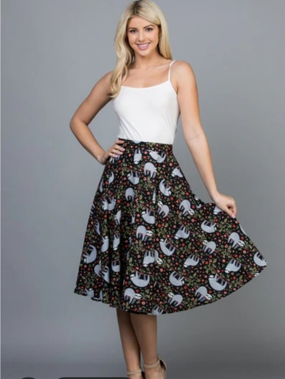 NWOT/ LA Soul Sloth Print Skirt Large